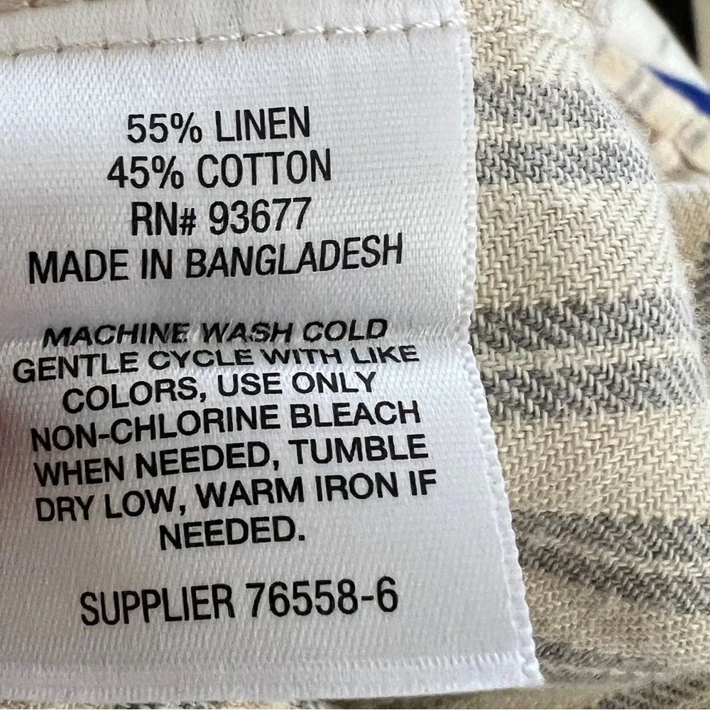 ANA A New Approach Linen Cotton Striped Button Front Vest Boho Women’s Size M - Picture 7 of 7